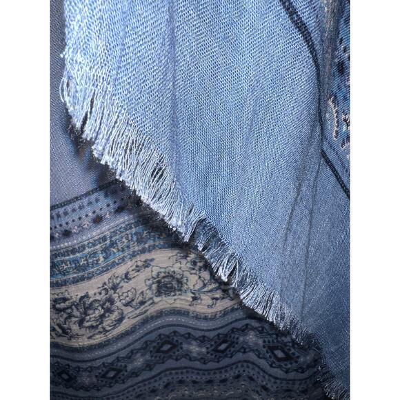 American Eagle One Size Raw Fray Open Cardigan Topper Gauze Blue Boho OS - Picture 6 of 8